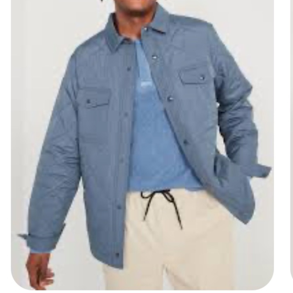 Old Navy Water-Resistant Quilted Shacket in Wintry Waters Blue - Picture 8 of 8